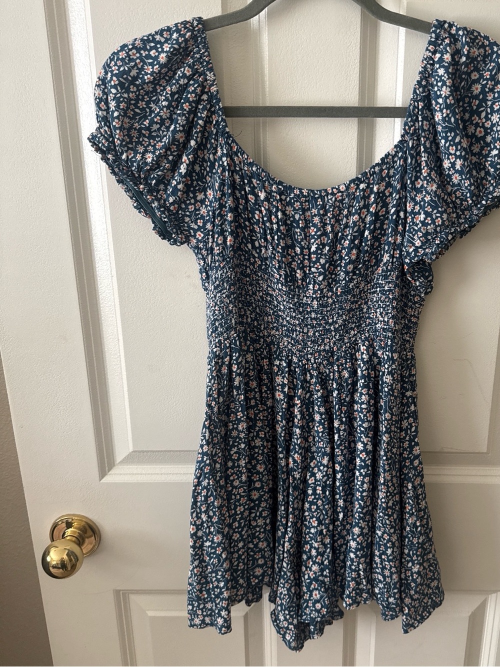 Angie Navy Floral Romper with  Accents Colors Romper